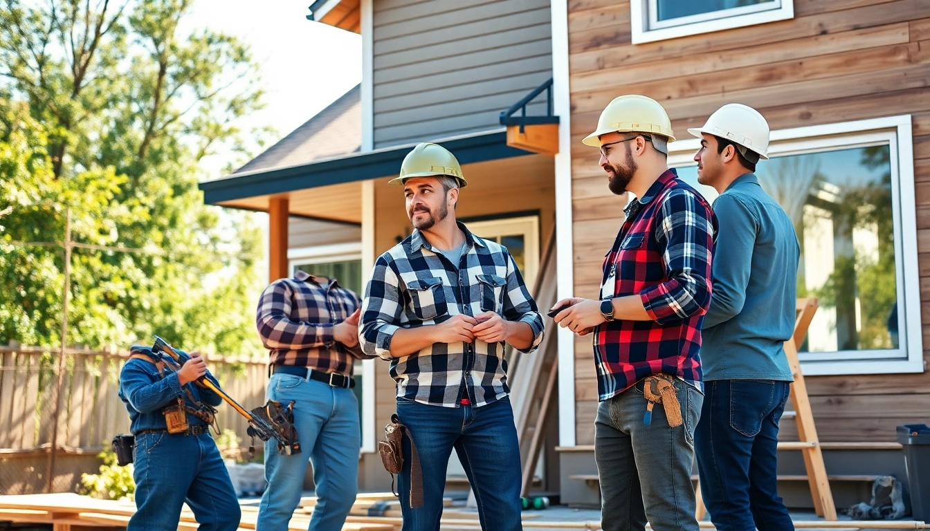 Team of builders working on renovations by a New Jersey General Contractor showcasing expertise and collaboration.