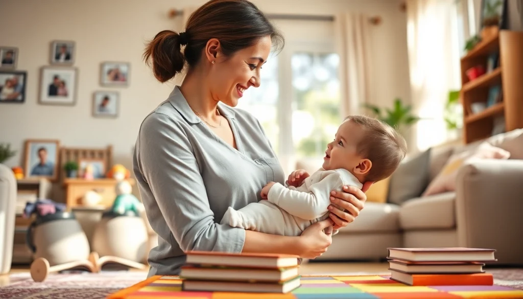 Nanny visa processing in Dubai illustrated by a professional nanny caring for a child in a cozy home environment.