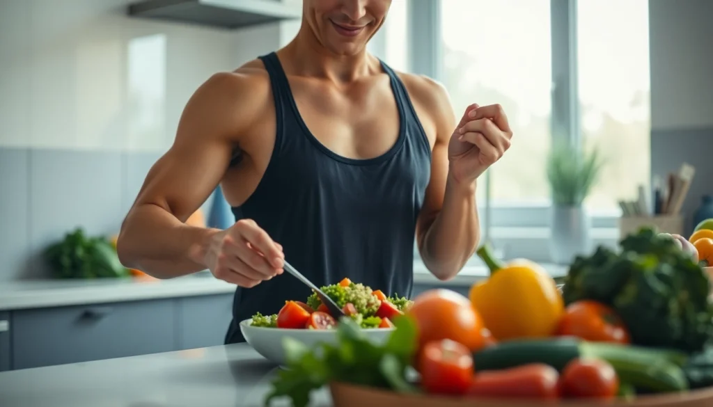 Prepare a vibrant meal during intermittent fasting with fresh ingredients in a modern kitchen.