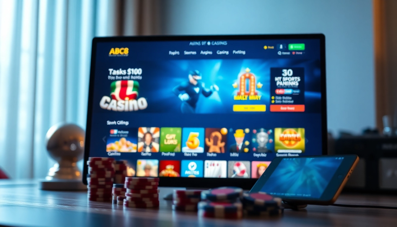 ABC8 online gaming interface showcasing diverse games and betting options, inviting users to explore.