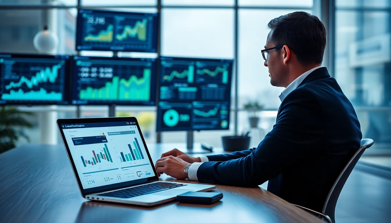 Enhance competitive intelligence analysis with a focused data analyst in a modern office.