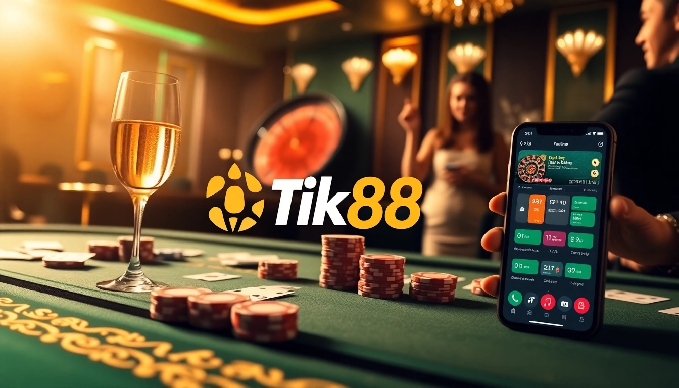 Người chơi tham gia tại bàn casino với ứng dụng Tik88 được hiển thị nổi bật, tận hưởng trải nghiệm chơi game của họ.