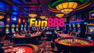 Exciting Fun88 link casino experience with vibrant poker tables and engaging players.