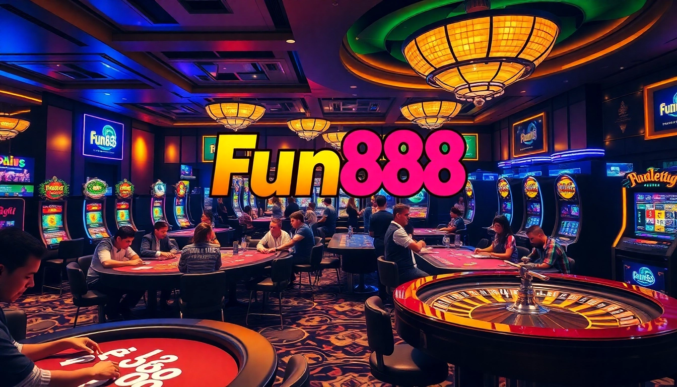 Exciting Fun88 link casino experience with vibrant poker tables and engaging players.