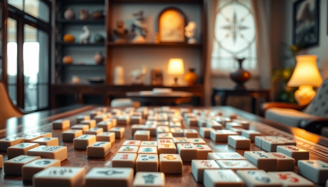 Mencoba permainan demo mahjong dengan suasana nyaman di rumah, lengkap dengan papan permainan dan ubin tradisional.