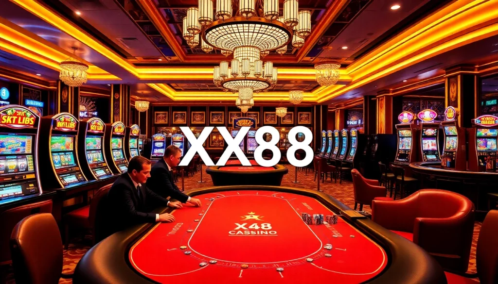 Experience high-stakes action at the XX88 casino with vibrant tables and enthusiastic players.