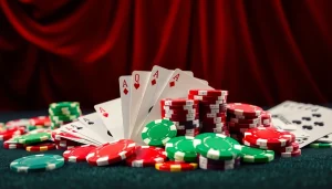 1win tekrarlanan depozit bonusu ilə kazino çipleri və oyun kartlarının canlı görünüşü.