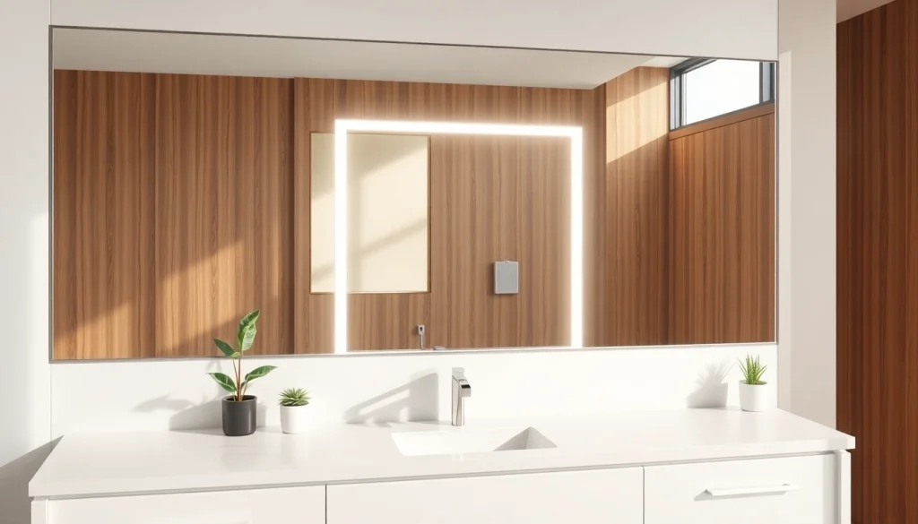 Illuminate your space with a mirror light mirror that enhances contemporary bathroom aesthetics.