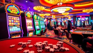 Petaruh menikmati sensasi slot depo 1000 di kasino yang hidup dengan mesin berwarna-warni dan keping poker.