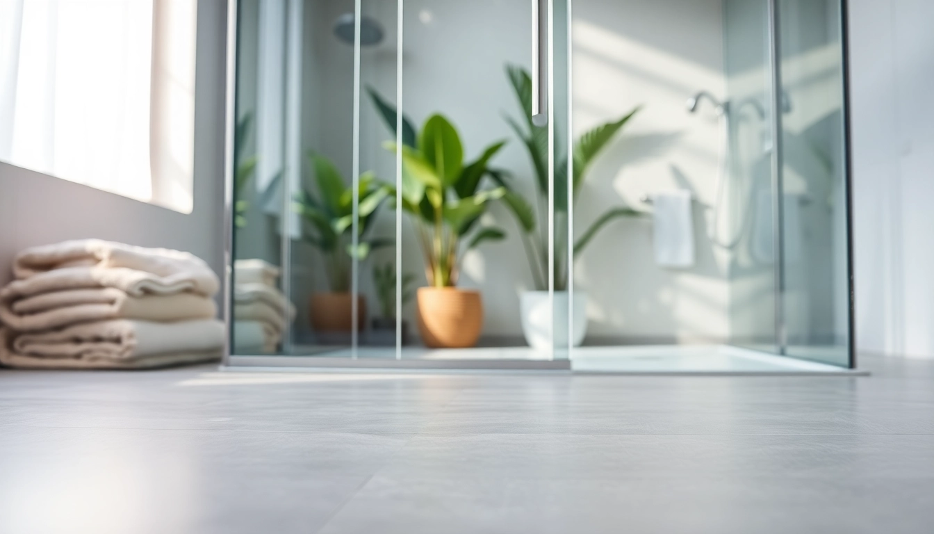 View of a stylish shower screen door in a modern bathroom, showcasing sleek design features.