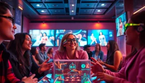 Engaging digital lounge setting showcasing NSFW AI interactions with customized holograms.