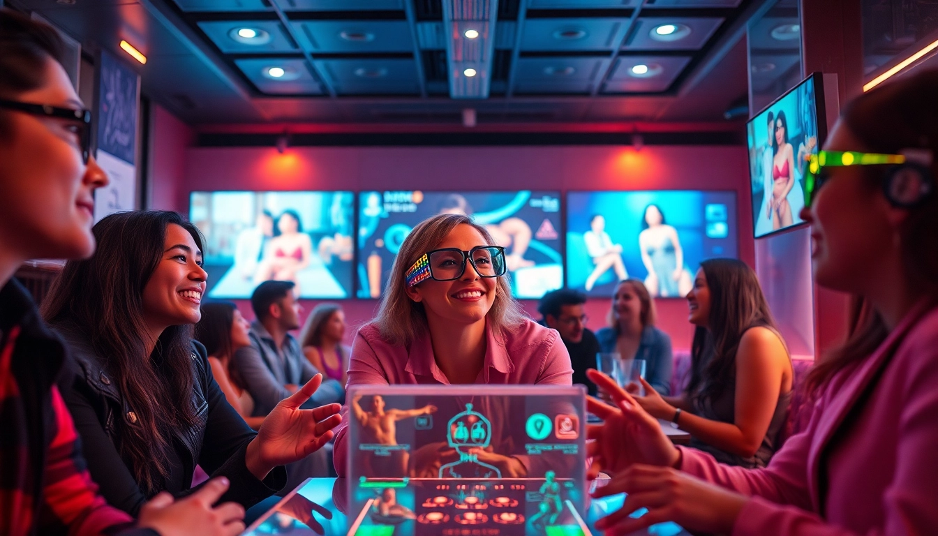 Engaging digital lounge setting showcasing NSFW AI interactions with customized holograms.