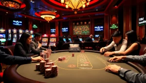 Experience the thrilling atmosphere of gambling at 789bet.tours with a high-stakes poker game.