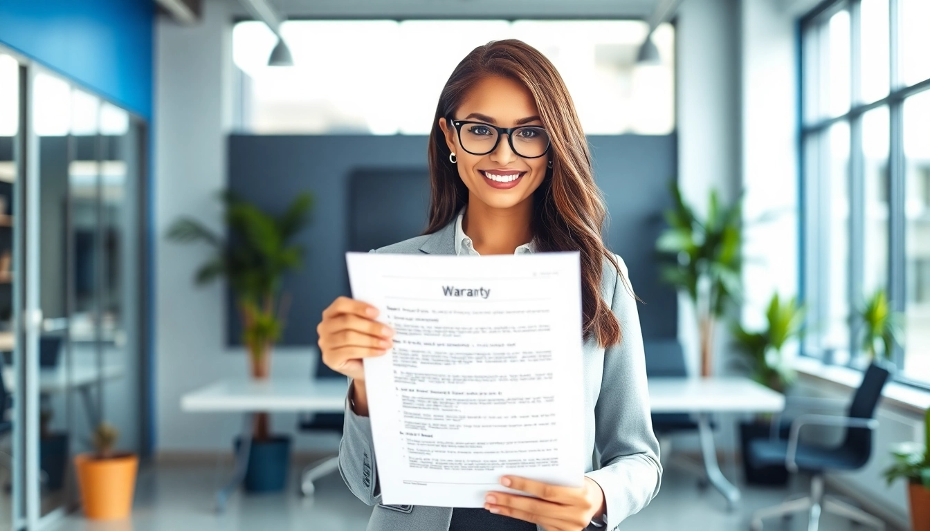 Review policy document with a warranty company with clear exclusions in a professional office setting.