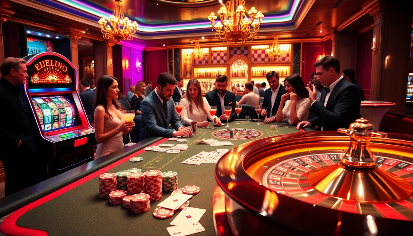 Engaged gamblers at an upscale casino table, capturing the essence of nhà cái cm88 excitement.