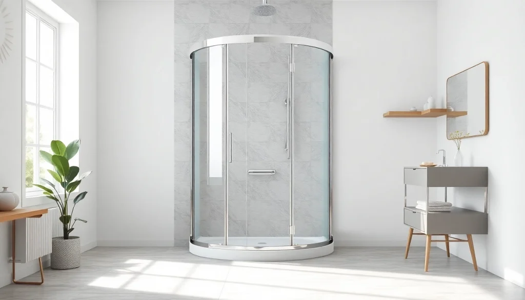 Erleben Sie die elegante duschkabine 90x90 komplett in einem modernen Badezimmer mit stilvollen Fliesen und natürlichem Licht.