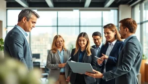 Hire experienced B2B sales professionals collaborating in a modern office setting.