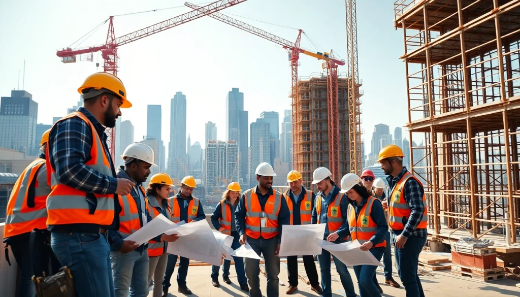 A New York City General Contractor team collaborates on a construction project, showcasing professionalism.