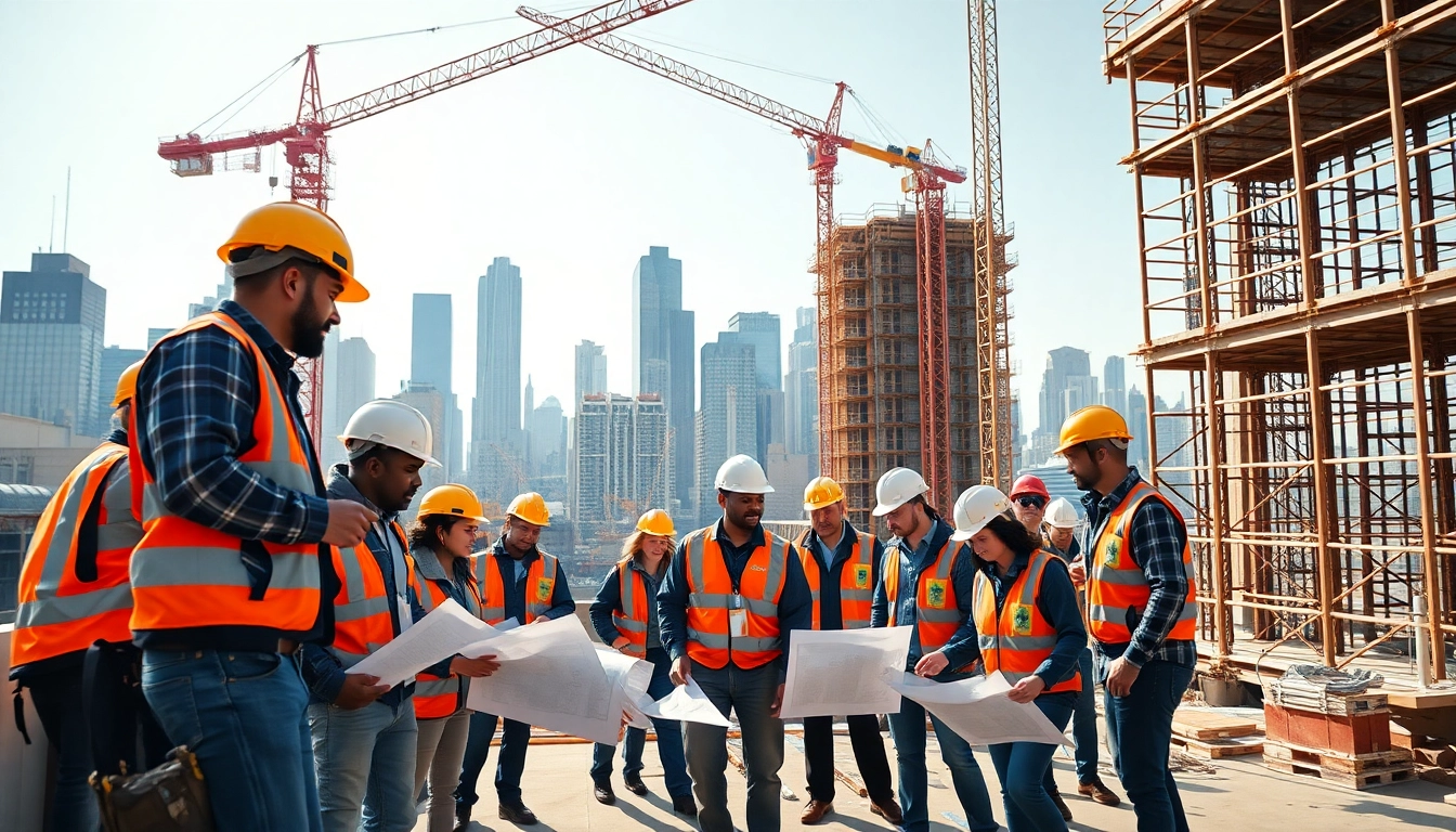 A New York City General Contractor team collaborates on a construction project, showcasing professionalism.