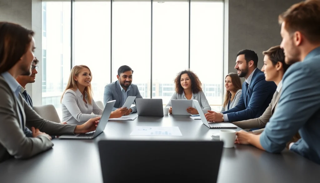 Team discussing das 140 strategies in a bright, modern conference room.