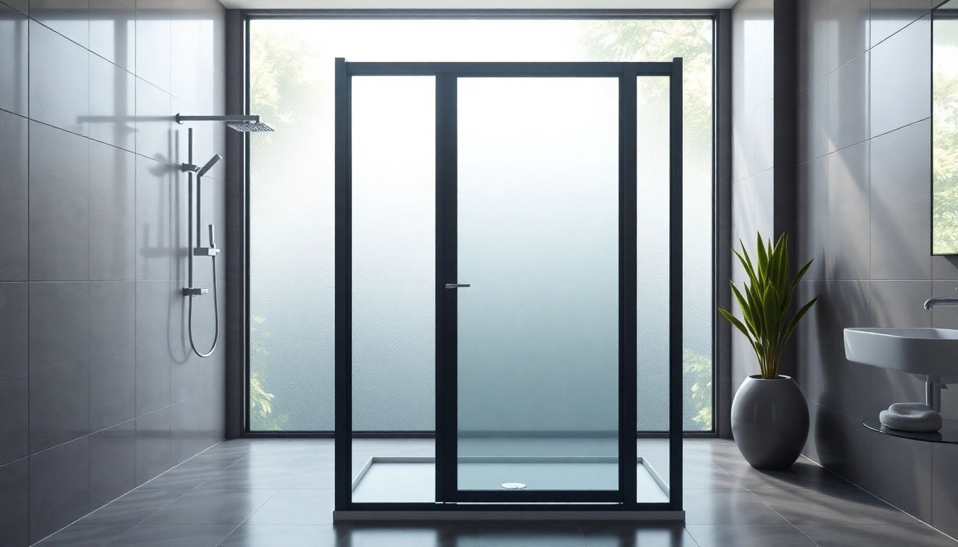 Stylish black shower door black frame enhances the modern bathroom design.
