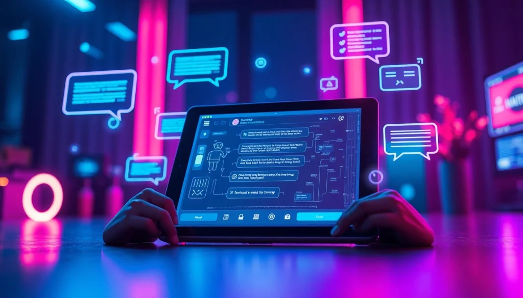 Engaging NSFW AI chat interface showcasing digital communication with warm ambient colors.