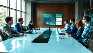 Engaged professionals discussing competitive intelligence faqs during a strategy meeting.