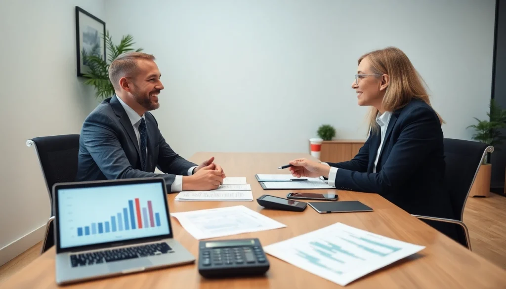 Usługi biura rachunkowego w profesjonalnym biurze, pokazujące doradztwo finansowe i doświadczenie.