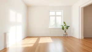Baseboards highlighted in a stylish living room with natural light and modern decor.