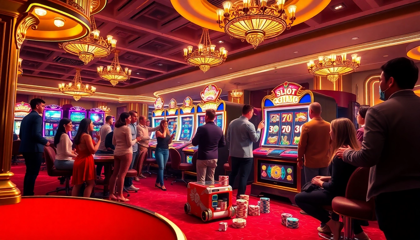 Experience excitement with the slot demo scatter hitam at a vibrant casino scene.