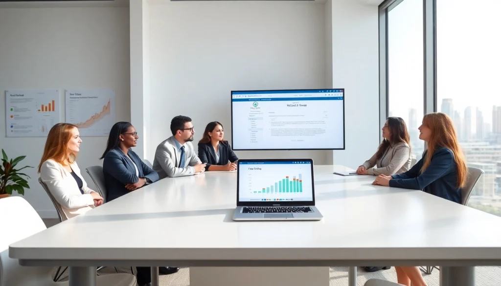 VAT Return Filing in UAE: Business professionals in a modern Dubai office discussing tax regulations.