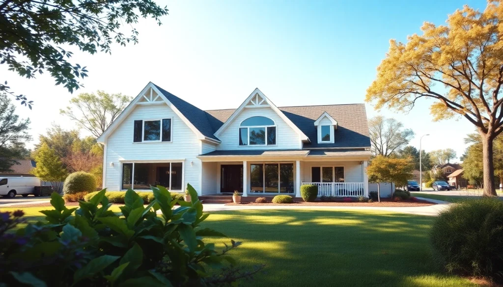 Admire the design of a stunning Cape Style Home In-Law Addition with a welcoming garden.