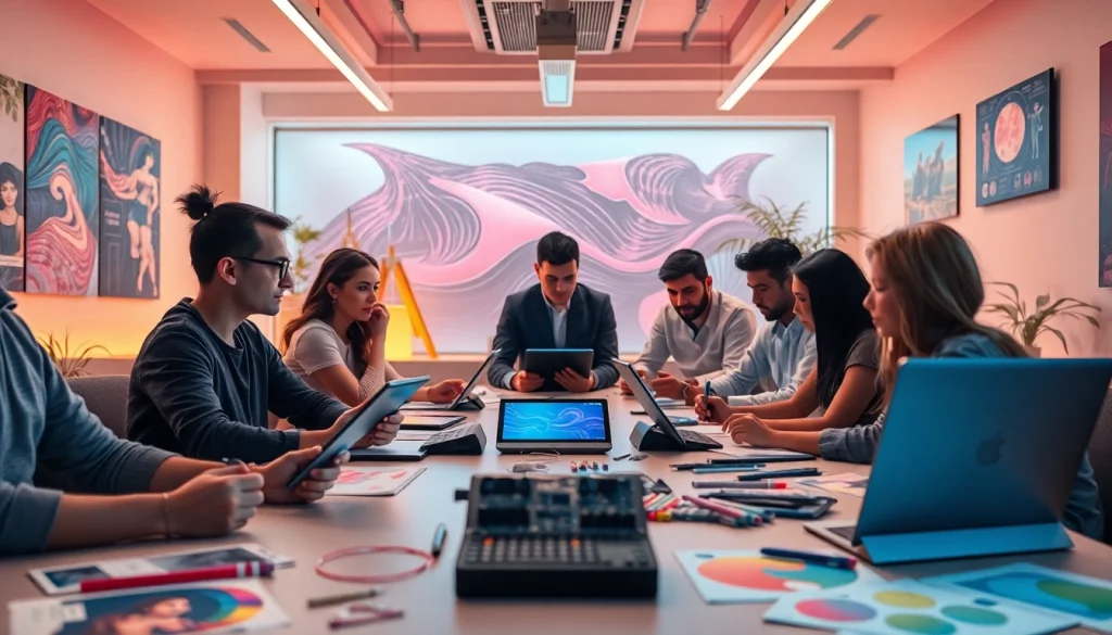 An interactive workspace for image to prompt ai generation, showcasing diverse artists using advanced technology.