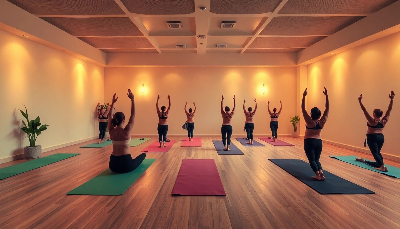 さまざまな人々がヨガを行っている静かなスタジオ環境の中で、最高のホットヨガおすすめを探索しましょう。