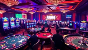 RR88 players enjoying engaging games at a vibrant online casino.