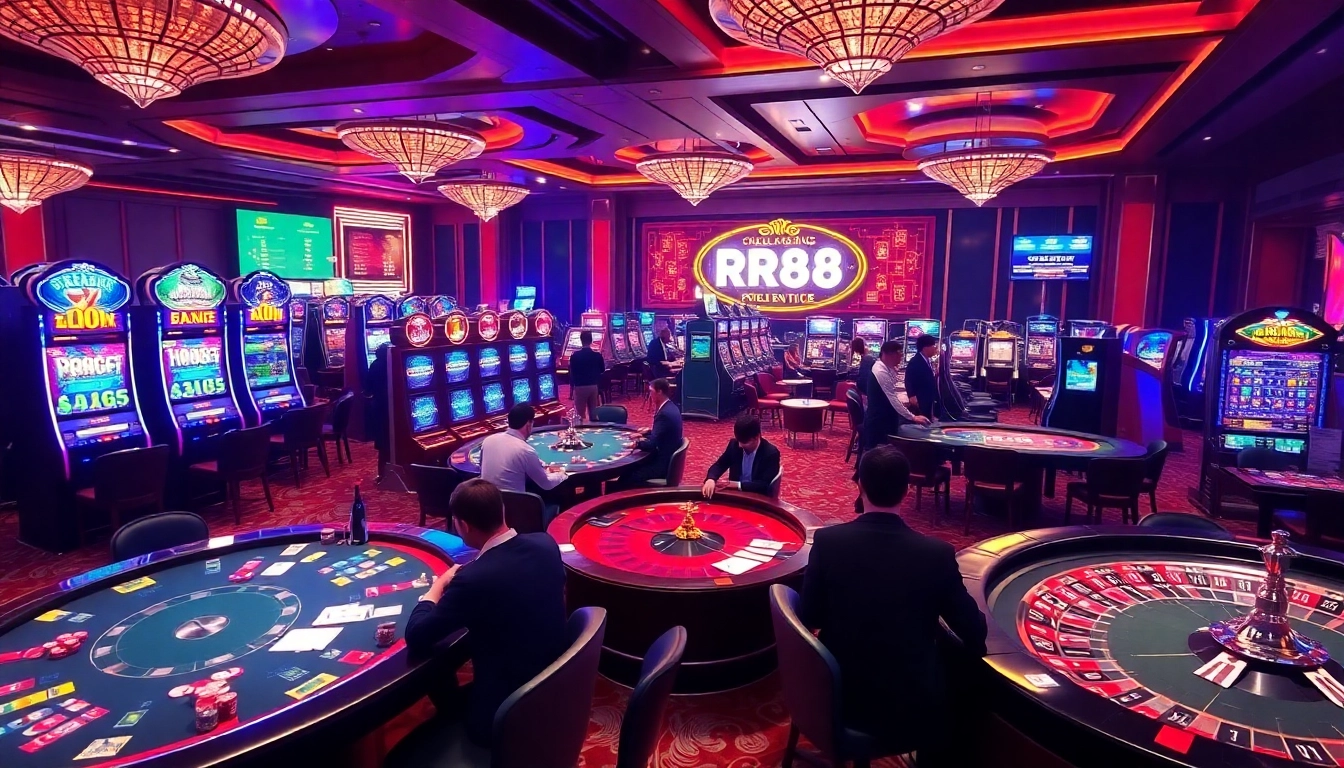 RR88 players enjoying engaging games at a vibrant online casino.